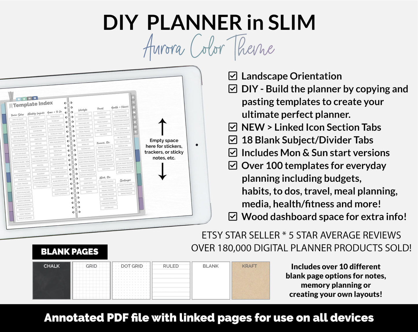 DIY Slim Digital Planner | Aurora Theme | GoodNotes, iPad & Android