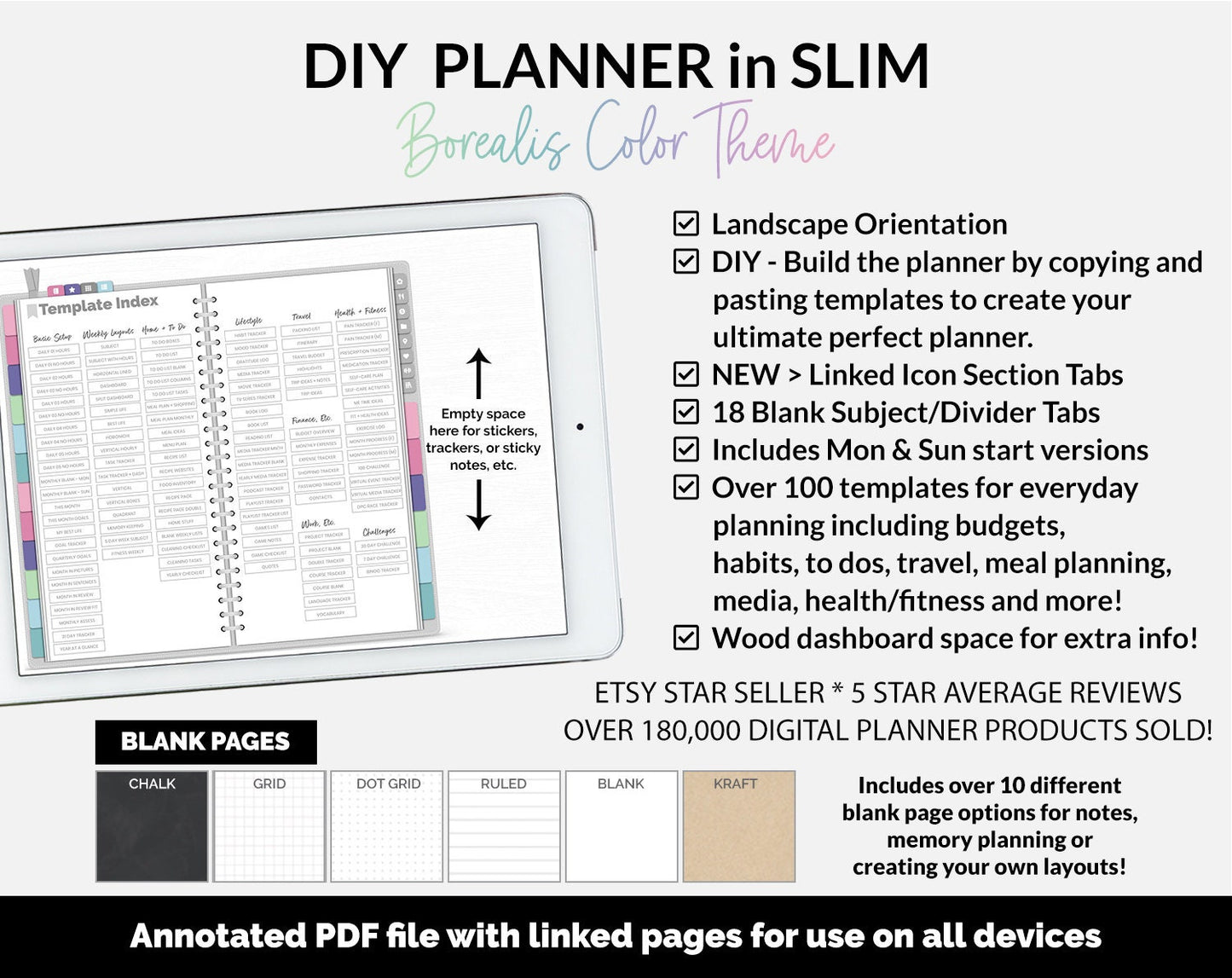 DIY Slim Digital Planner | Borealis Theme | GoodNotes, iPad & Android