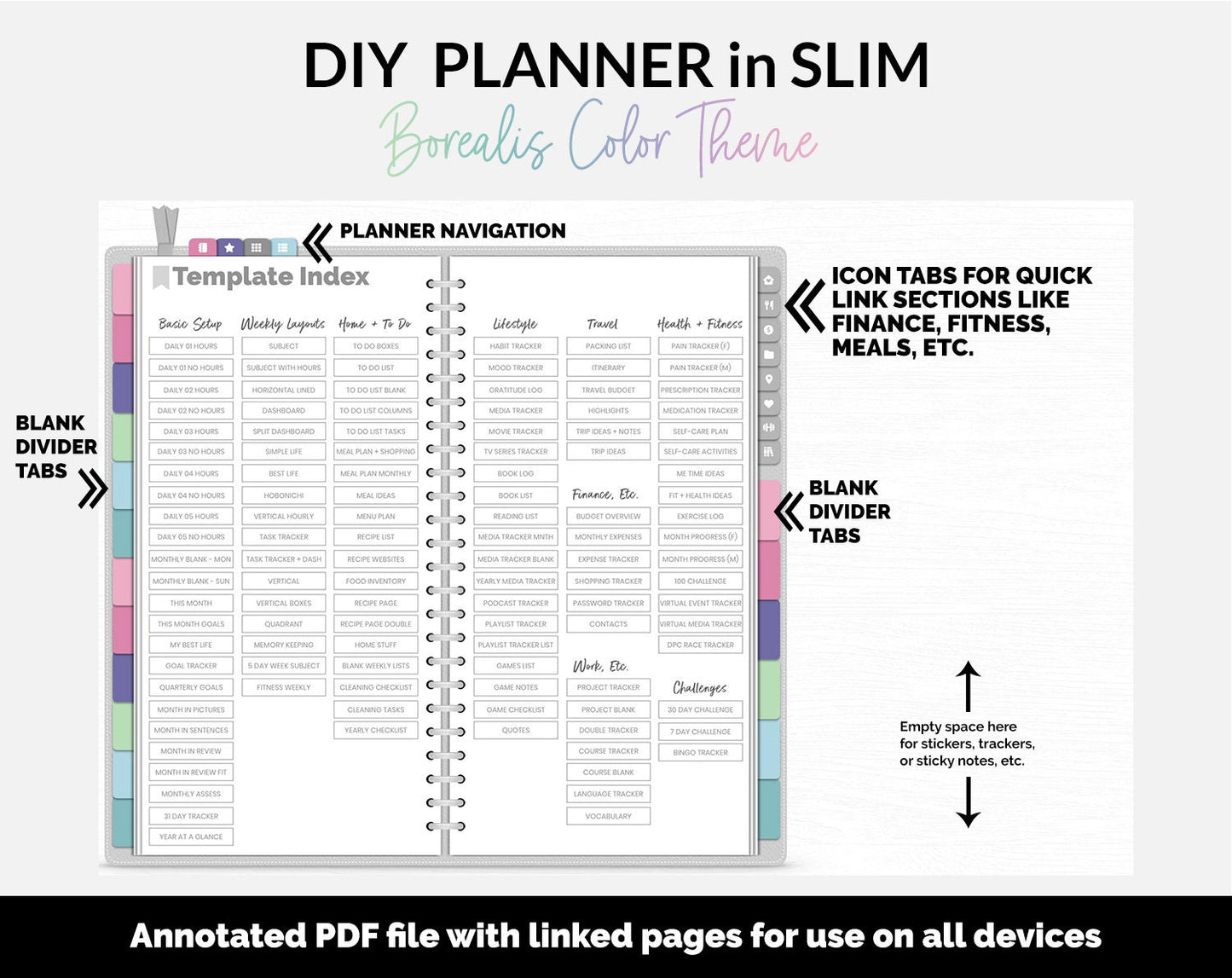 DIY Slim Digital Planner | Borealis Theme | GoodNotes, iPad & Android