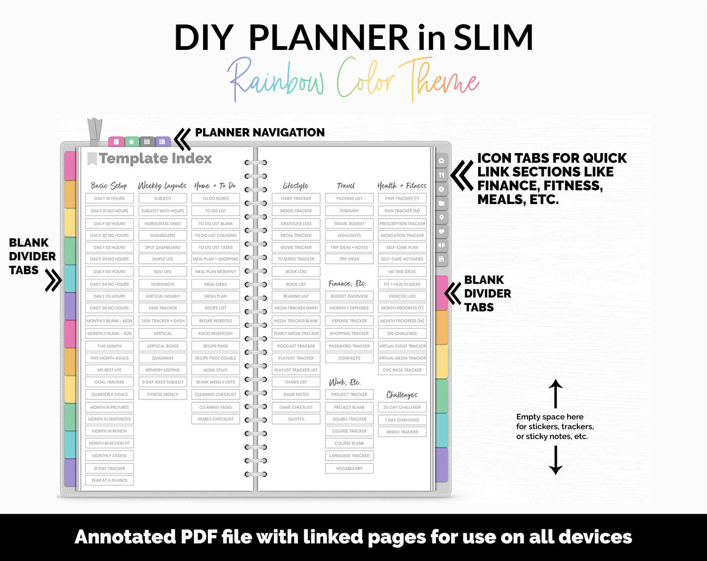 DIY Slim Digital Planner | Rainbow Theme | GoodNotes, iPad & Android