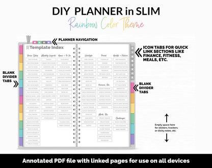 DIY Slim Digital Planner | Rainbow Theme | GoodNotes, iPad & Android