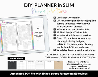 DIY Slim Digital Planner | Rainbow Theme | GoodNotes, iPad & Android
