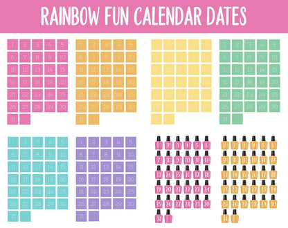Rainbow Fun Calendar Date Digital Stickers | GoodNotes, iPad and Android