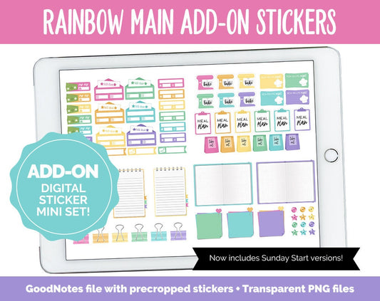 Rainbow Add-On Digital Stickers | GoodNotes & iPad | Trackers, Budget, Meal Planning, Health, Habits