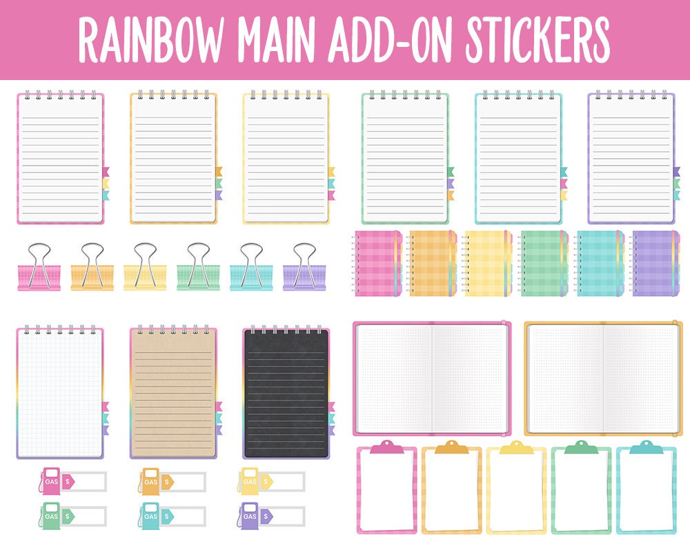 Rainbow Add-On Digital Stickers | GoodNotes & iPad | Trackers, Budget, Meal Planning, Health, Habits