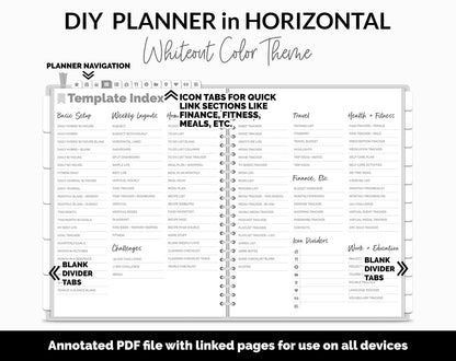 DIY Horizontal Digital Planner | Whiteout Theme