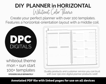 DIY Horizontal Digital Planner | Whiteout Theme