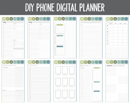 DIY Phone Digital Planner | Tranquil Theme | Goodnotes, iPad & Android