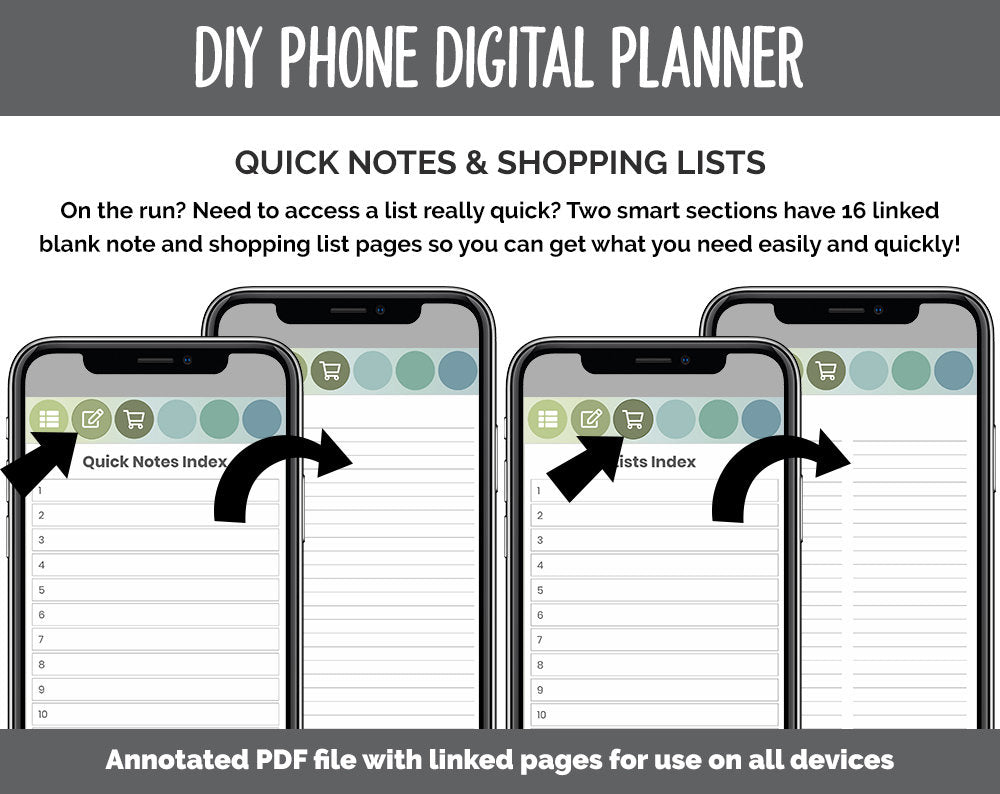 DIY Phone Digital Planner | Tranquil Theme | Goodnotes, iPad & Android