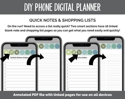 DIY Phone Digital Planner | Tranquil Theme | Goodnotes, iPad & Android