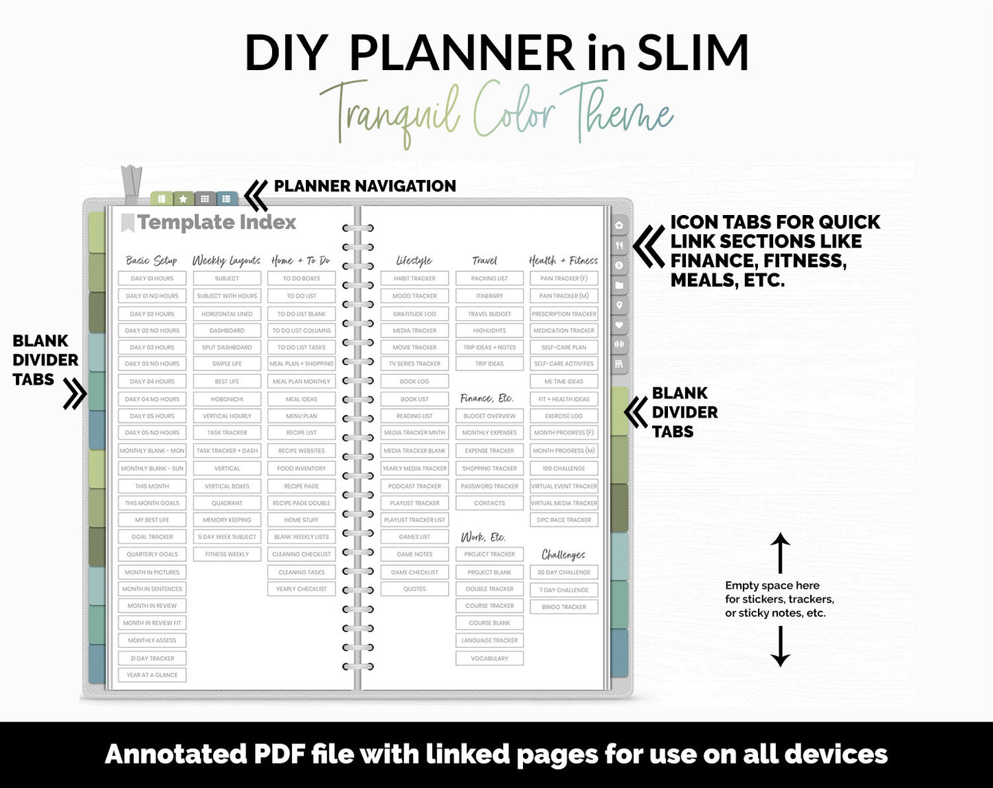 DIY Slim Digital Planner | Tranquil Theme | GoodNotes, iPad & Android