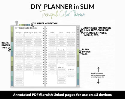 DIY Slim Digital Planner | Tranquil Theme | GoodNotes, iPad & Android