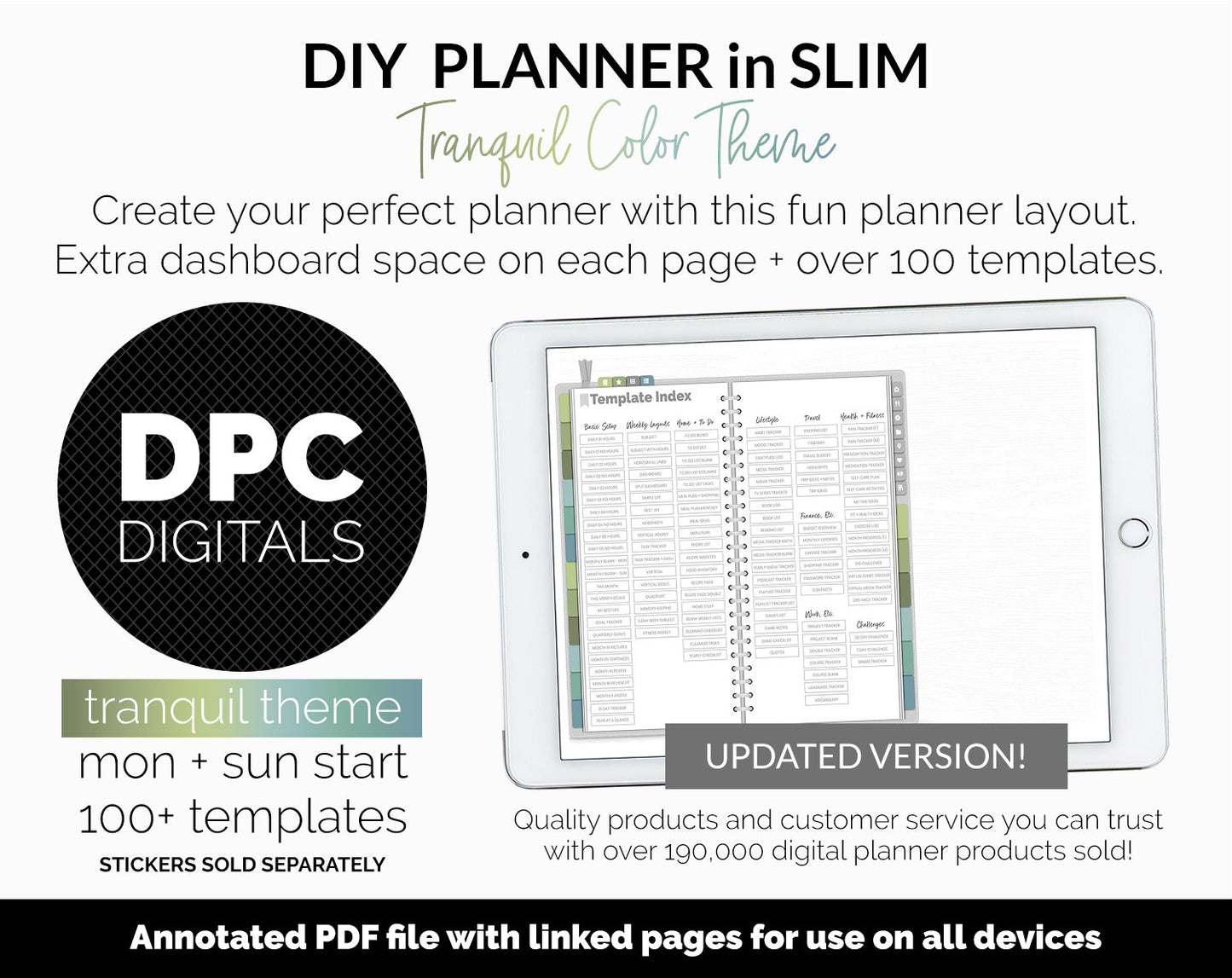 DIY Slim Digital Planner | Tranquil Theme | GoodNotes, iPad & Android