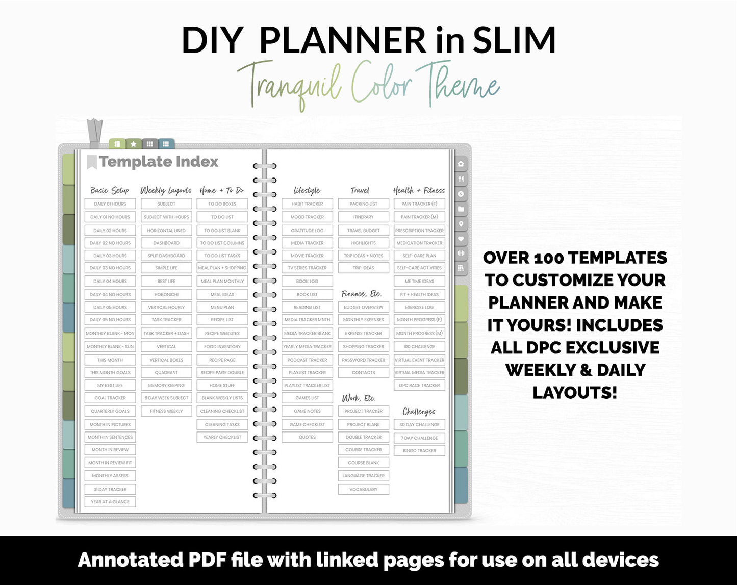 DIY Slim Digital Planner | Tranquil Theme | GoodNotes, iPad & Android