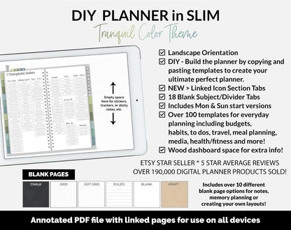 DIY Slim Digital Planner | Tranquil Theme | GoodNotes, iPad & Android