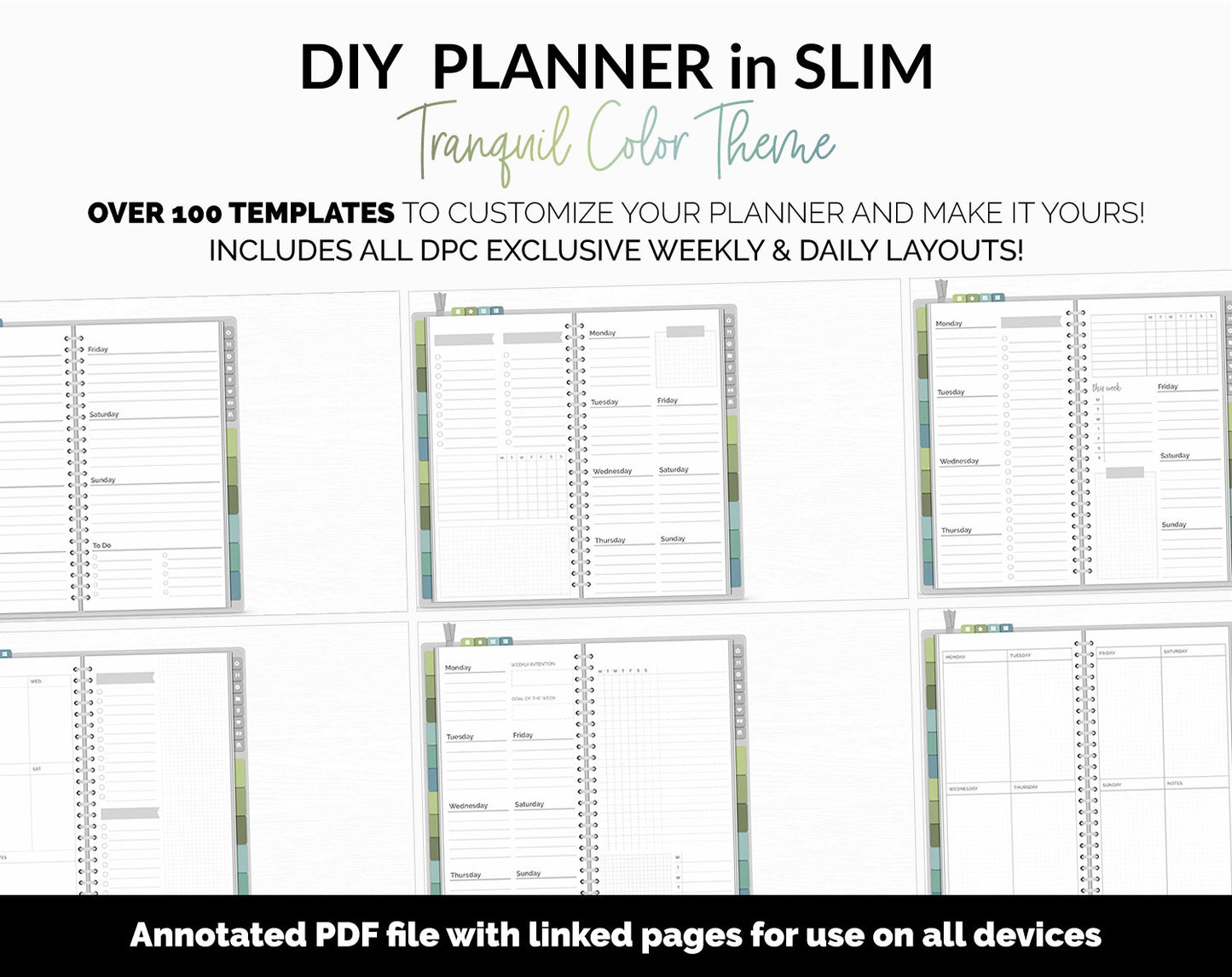 DIY Slim Digital Planner | Tranquil Theme | GoodNotes, iPad & Android