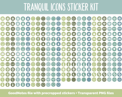 Tranquil Icons Digital Planner Stickers | GoodNotes, iPad and Android | Icons, Life, Weather, Everyday