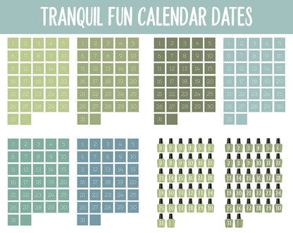 Tranquil Fun Calendar Date Digital Stickers | GoodNotes, iPad and Android