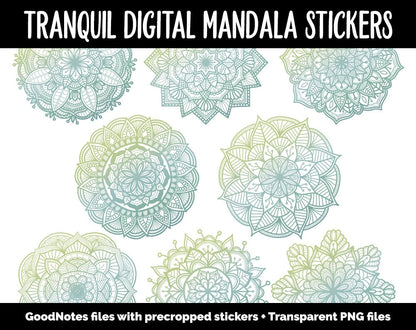 Tranquil Mandala Digital Planner Stickers | GoodNotes, iPad and Android | Gradient, Ombre, Coloring