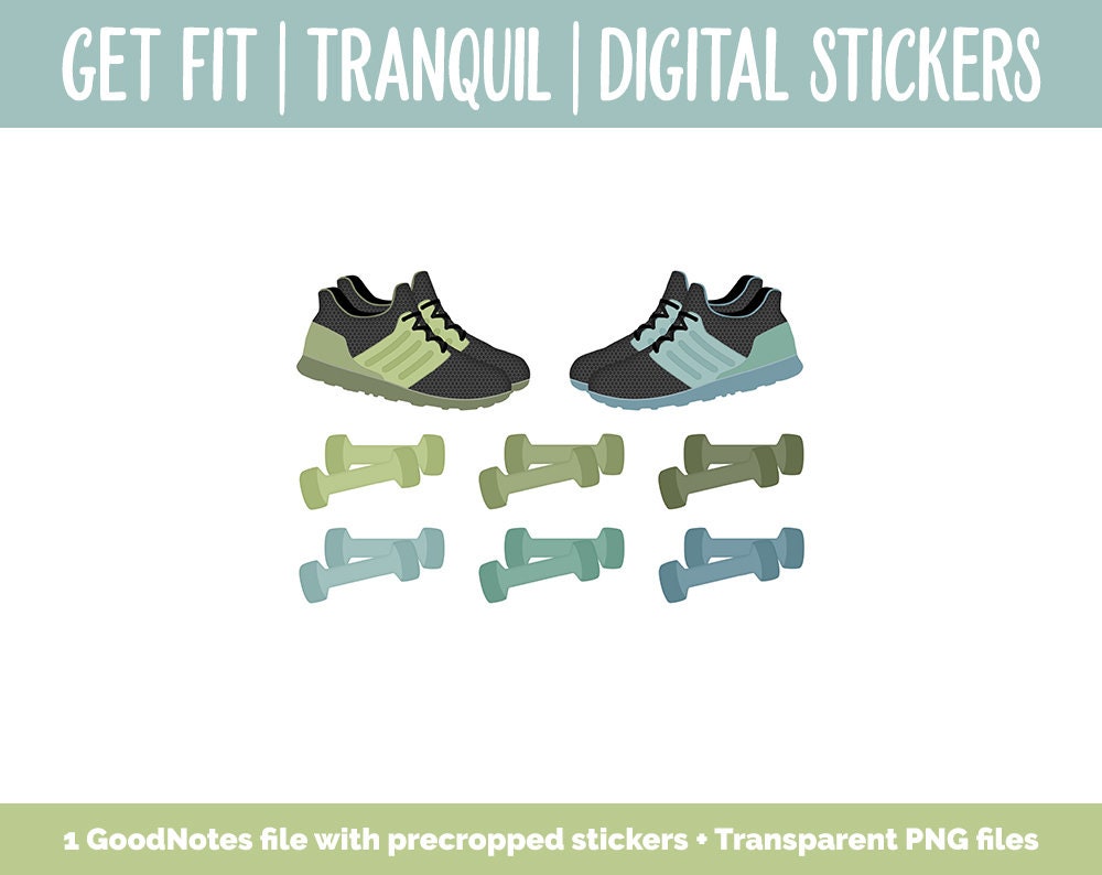 Get Fit Tranquil Digital Stickers | GoodNotes & iPad | Fitness, Health, Self-Care, Workout, Huey, Hedgehog