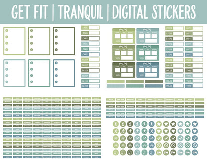 Get Fit Tranquil Digital Stickers | GoodNotes & iPad | Fitness, Health, Self-Care, Workout, Huey, Hedgehog