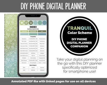 DIY Phone Digital Planner | Tranquil Theme | Goodnotes, iPad & Android