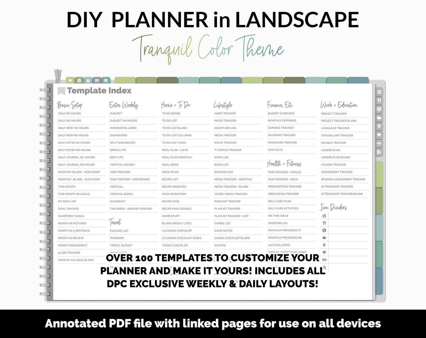 DIY Landscape Digital Planner | Tranquil Theme | Goodnotes, iPad & Android