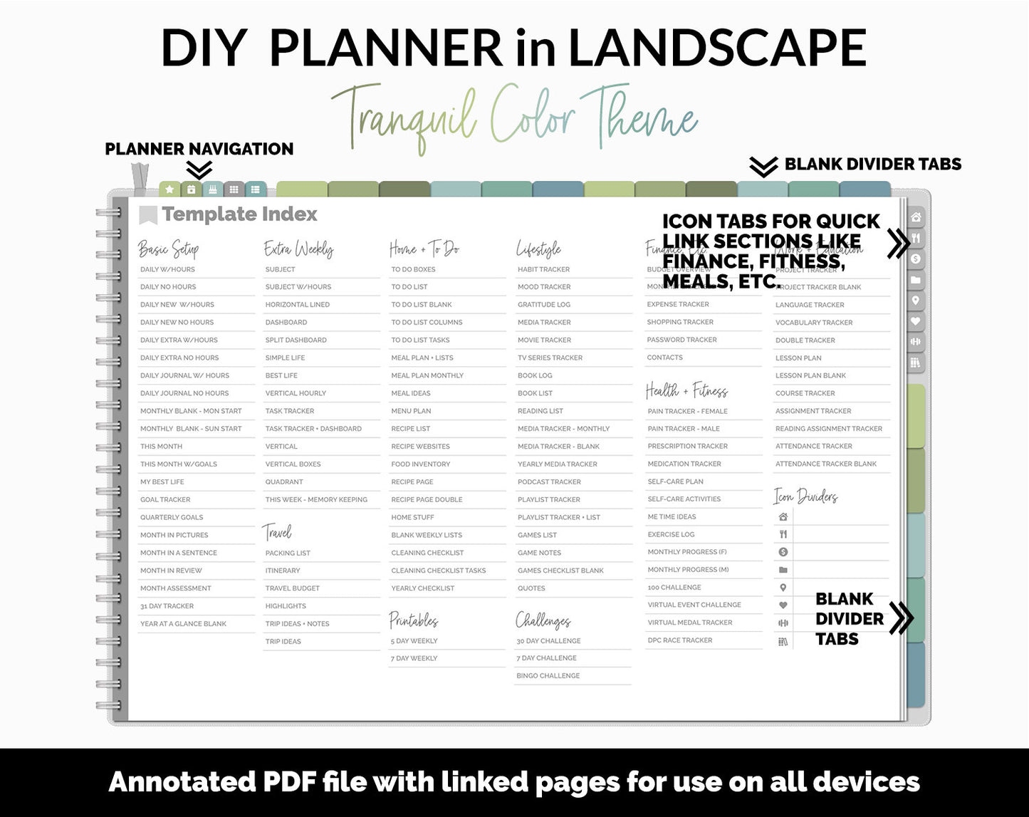 DIY Landscape Digital Planner | Tranquil Theme | Goodnotes, iPad & Android