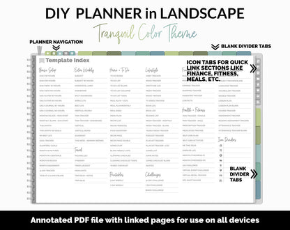 DIY Landscape Digital Planner | Tranquil Theme | Goodnotes, iPad & Android