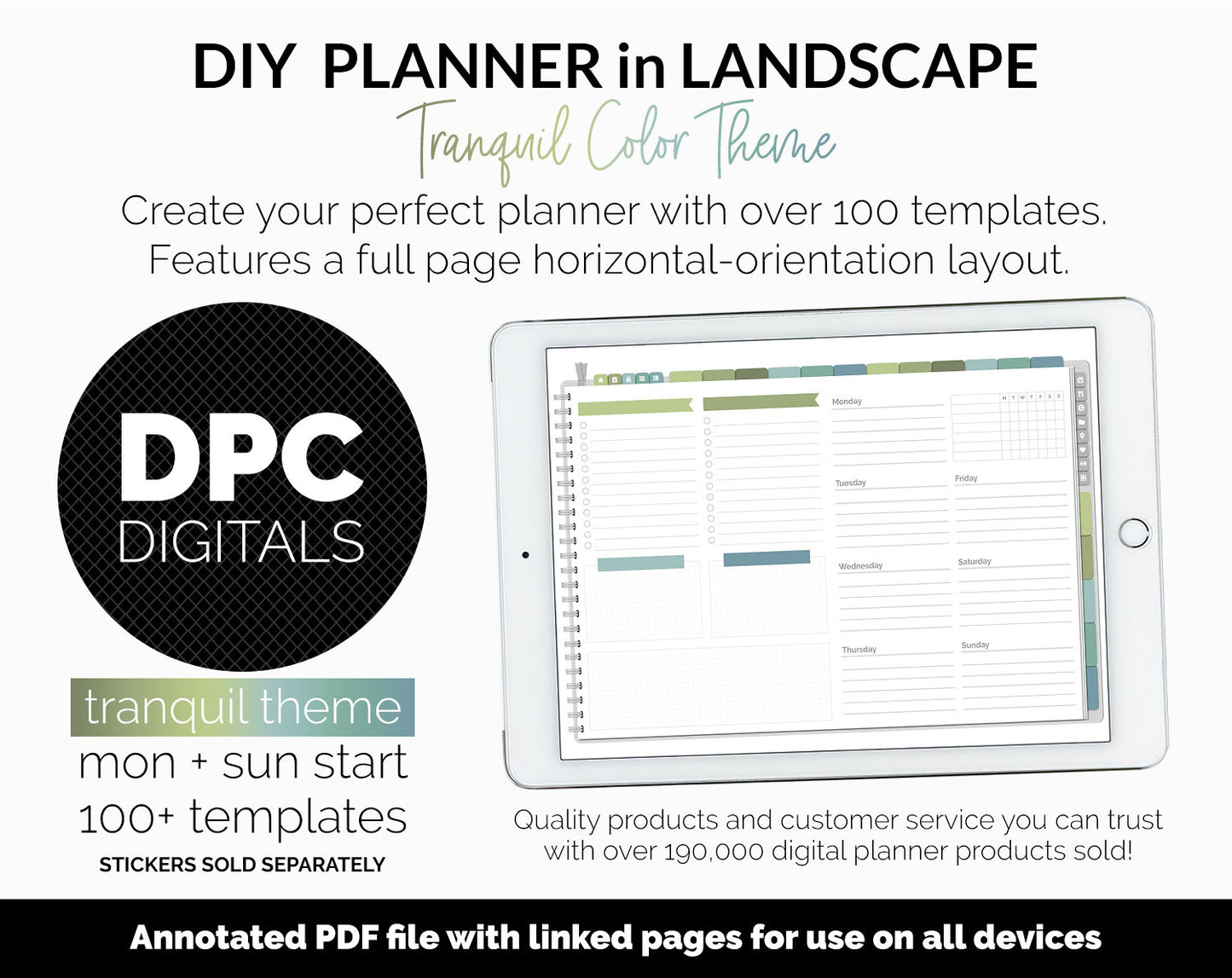 DIY Landscape Digital Planner | Tranquil Theme | Goodnotes, iPad & Android