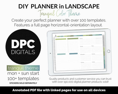 DIY Landscape Digital Planner | Tranquil Theme | Goodnotes, iPad & Android