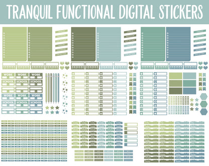 Tranquil Functional Digital Sticker Set | GoodNotes, iPad & Android | Papers, Sticky Notes, Chores, Work, Adulting, Tasks, Dates