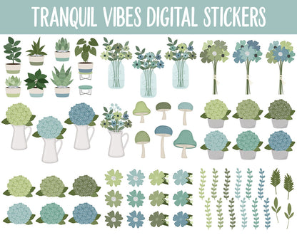 Tranquil Vibes Digital Planner Stickers | GoodNotes, iPad and Android | Tranquil Theme | Home, Spring, Zen, Planner Girls, Floral, Furniture