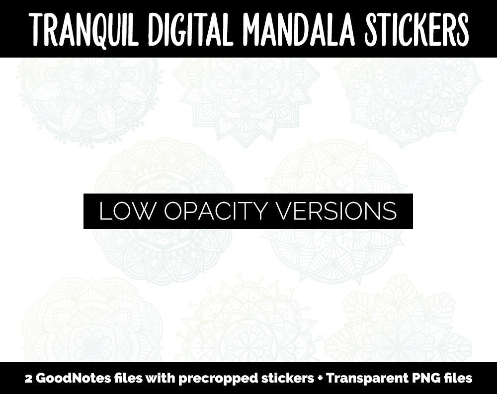 Tranquil Mandala Digital Planner Stickers | GoodNotes, iPad and Android | Gradient, Ombre, Coloring