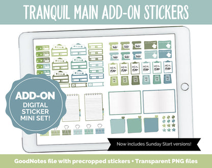 Tranquil Add-On Digital Stickers | GoodNotes & iPad | Trackers, Budget, Meal Planning, Health, Habits