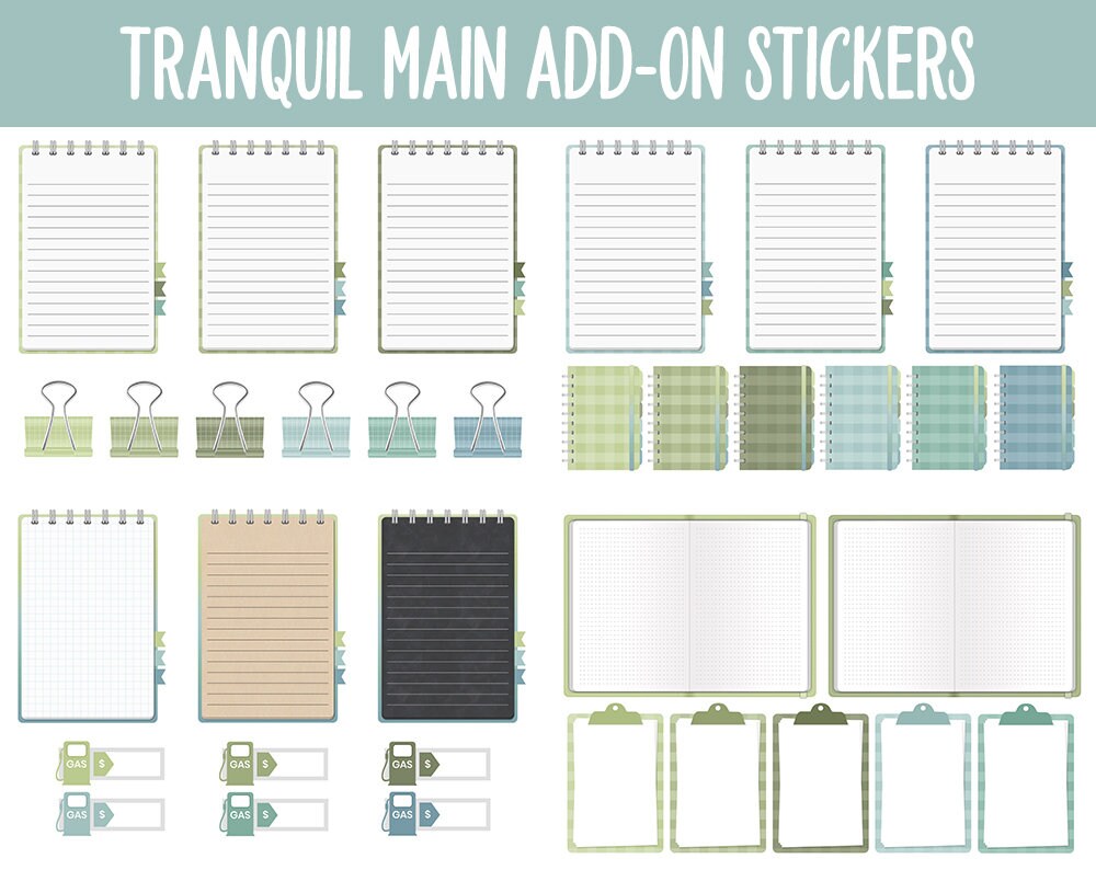 Tranquil Add-On Digital Stickers | GoodNotes & iPad | Trackers, Budget, Meal Planning, Health, Habits