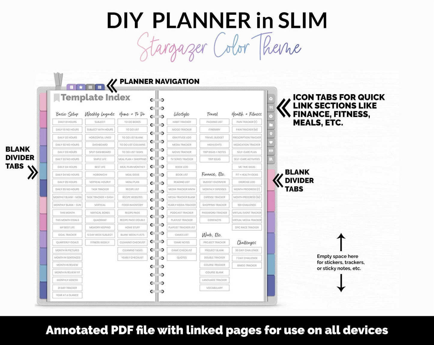 DIY Slim Digital Planner | Stargazer Theme | GoodNotes, iPad & Android