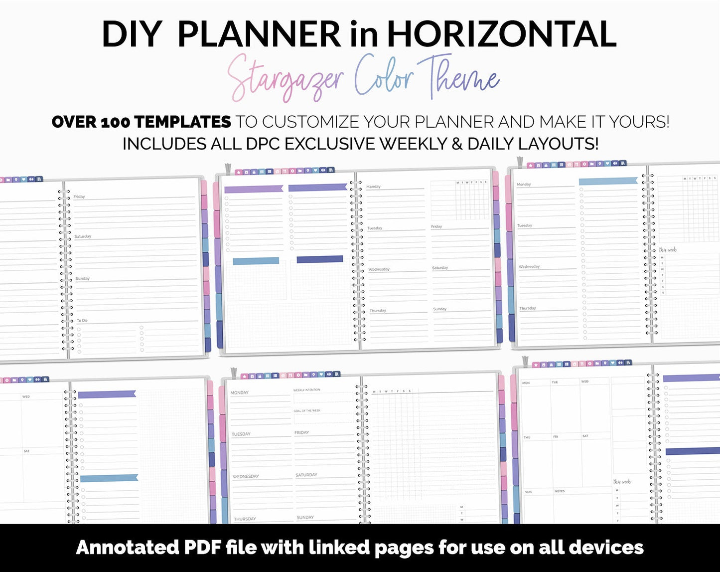 DIY Horizontal Digital Planner | Stargazer Theme | Goodnotes, iPad & Android