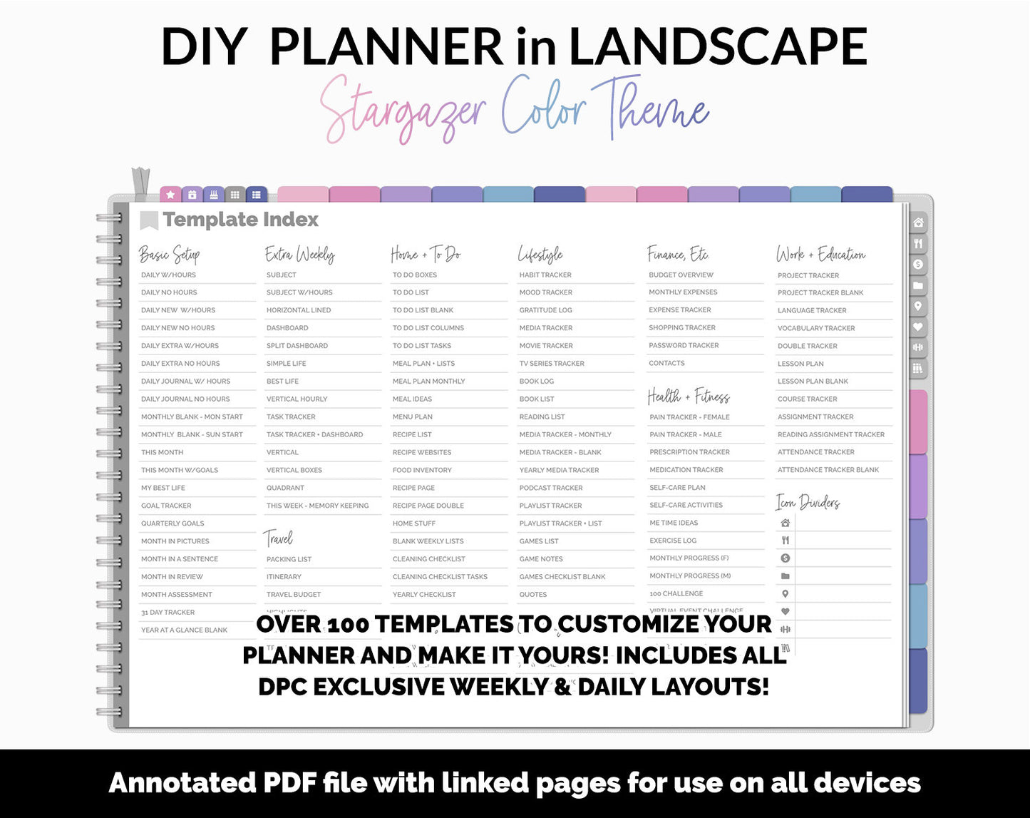DIY Landscape Digital Planner | Stargazer Theme | Goodnotes, iPad & Android | Notebook