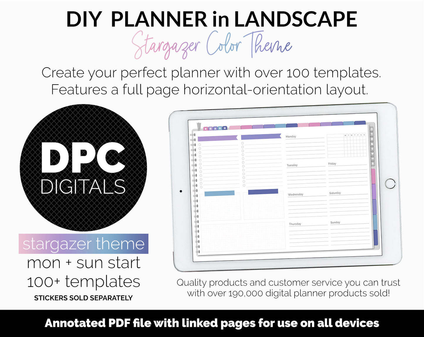 DIY Landscape Digital Planner | Stargazer Theme | Goodnotes, iPad & Android | Notebook