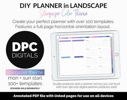 DIY Landscape Digital Planner | Stargazer Theme | Goodnotes, iPad & Android | Notebook