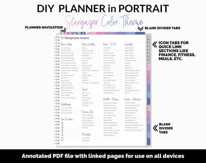 DIY Portrait Digital Planner | Stargazer Theme | Goodnotes, iPad & Android
