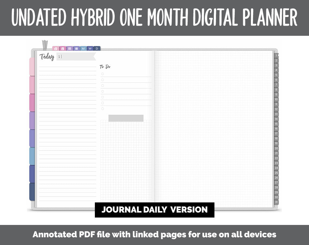 Undated Hybrid One Month Digital Planner | Stargazer Theme | GoodNotes, iPad & Android