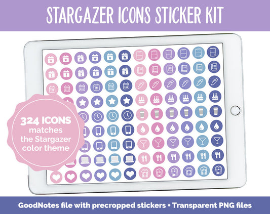 Stargazer Icons Digital Planner Stickers | GoodNotes, iPad and Android | Icons, Life, Weather, Everyday