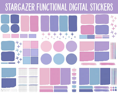 Stargazer Functional Digital Sticker Set | GoodNotes, iPad & Android | Papers, Sticky Notes, Chores, Work, Adulting, Tasks, Dates