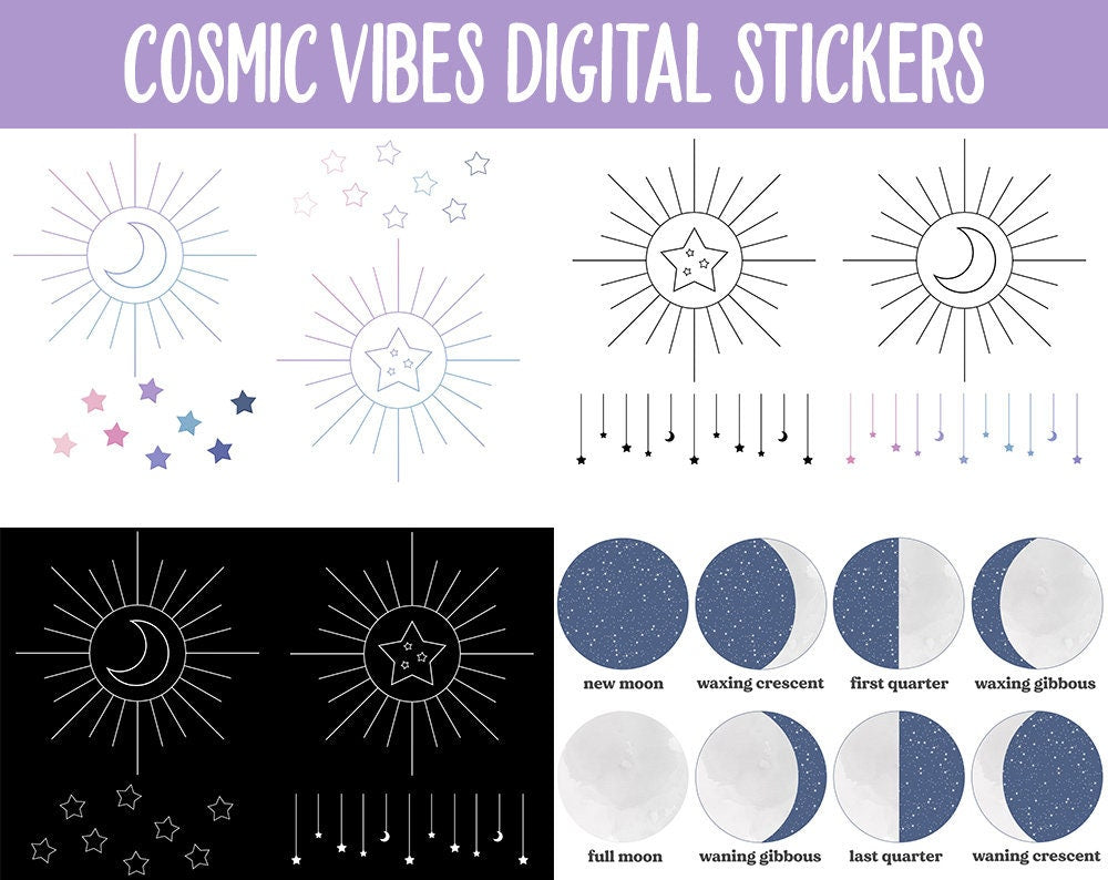 Cosmic Vibes Digital Planner Stickers | GoodNotes, iPad and Android | Stargazer Theme | Space, Galaxy, Constellations, Astrology, Astronomy