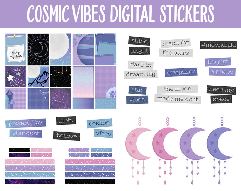 Cosmic Vibes Digital Planner Stickers | GoodNotes, iPad and Android | Stargazer Theme | Space, Galaxy, Constellations, Astrology, Astronomy