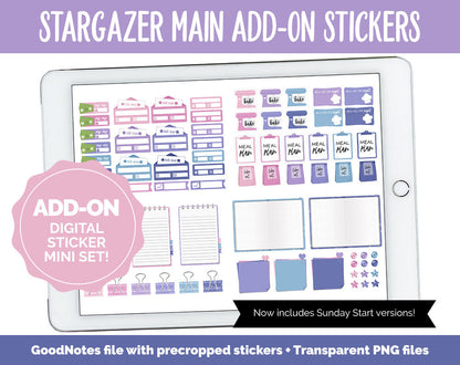 Stargazer Add-On Digital Stickers | GoodNotes & iPad | Trackers, Budget, Meal Planning, Health, Habits