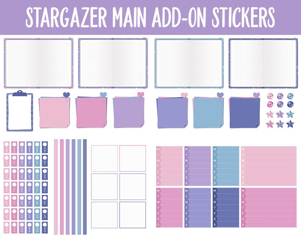 Stargazer Add-On Digital Stickers | GoodNotes & iPad | Trackers, Budget, Meal Planning, Health, Habits