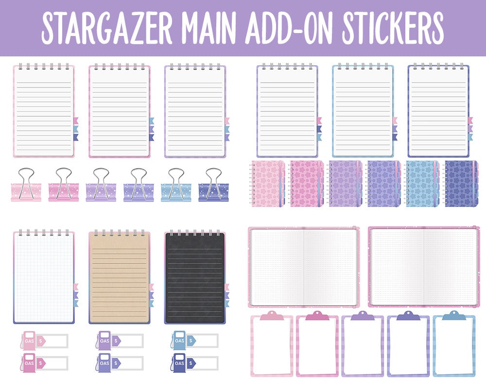 Stargazer Add-On Digital Stickers | GoodNotes & iPad | Trackers, Budget, Meal Planning, Health, Habits